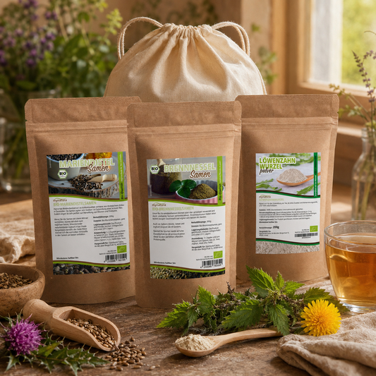 Mynatura Tee-Set No.2 - Bio Mariendistel + Bio Brennnessel + Löwenzahnpulver