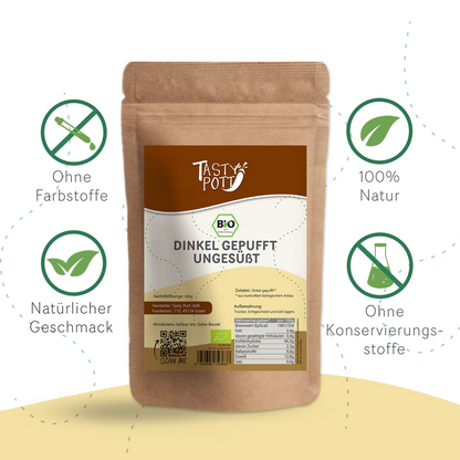 Tasty Pott Bio Dinkel gepufft & ungesüßt - im Beutel