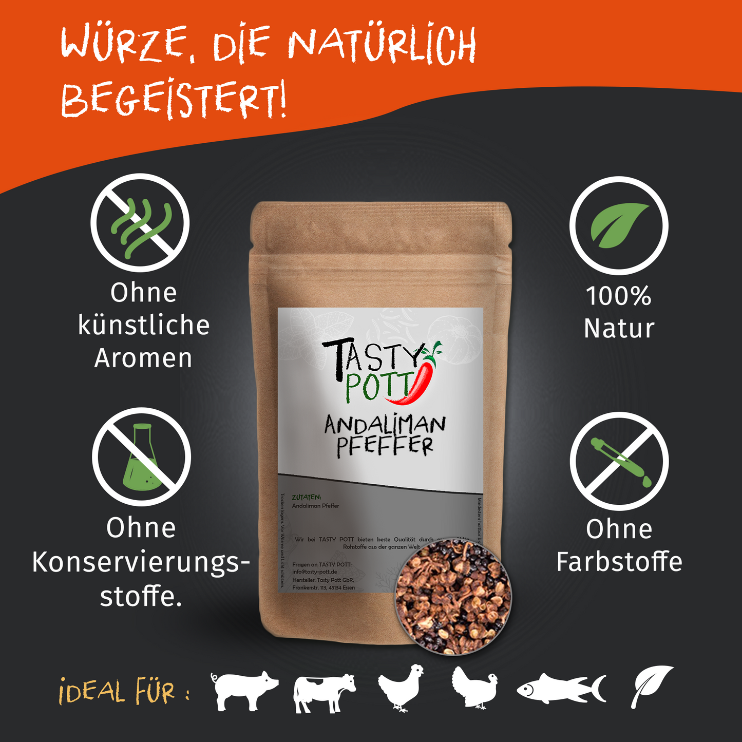 Tasty Pott Andaliman Pfeffer ganz - im Beutel