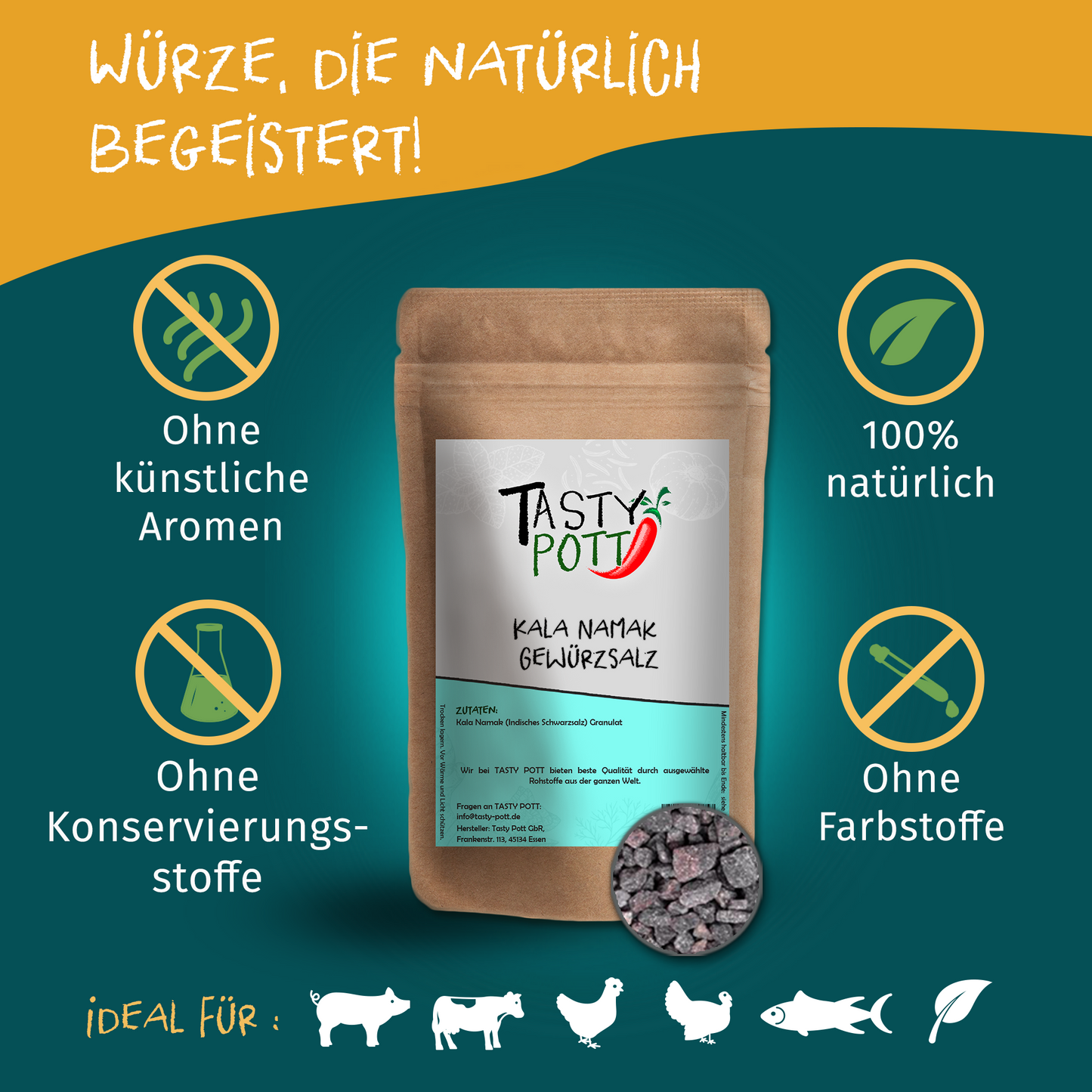 Tasty Pott Kala Namak Salz - im Beutel