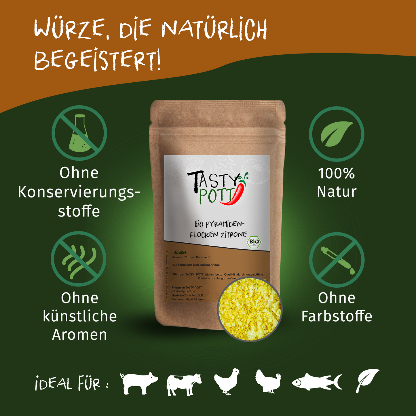 Tasty Pott Bio Pyramidenflocken Zitrone - 85g