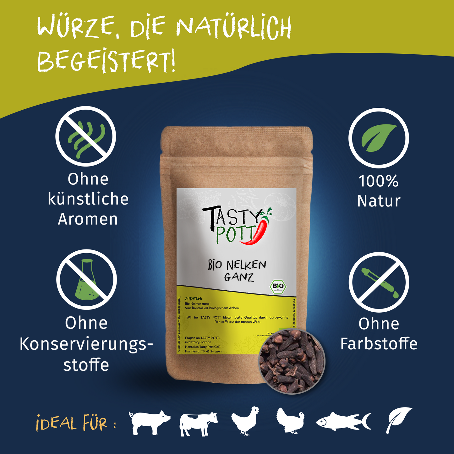 Tasty Pott Bio Nelken ganz - im Beutel