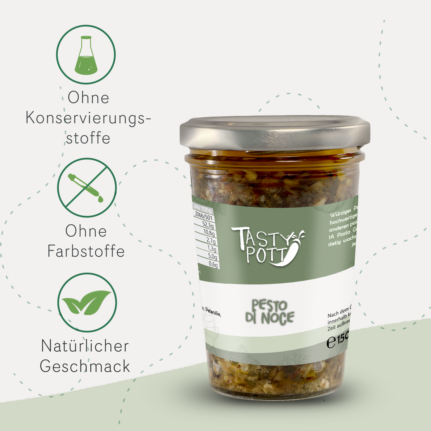 Walnuss-Pesto - Pesto di Noce mit Walnuss & Parmesan | 150g Glas Tasty Pott - fit and life shop