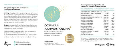 Verpackungsinformationen von Cosphera Ashwagandha Kapseln 500mg vegan