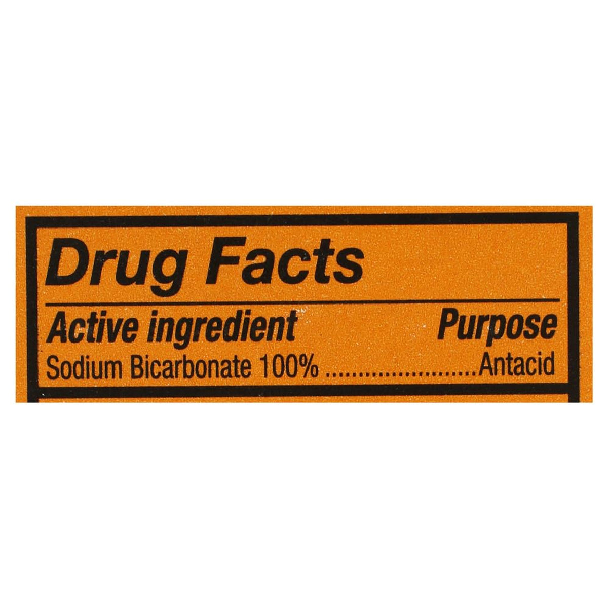 Drug Facts Angaben von ARM & HAMMER Baking Soda 454 g auf der Verpackung