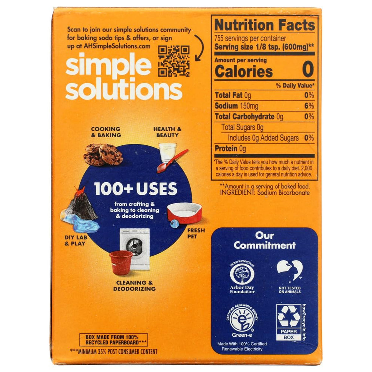 ARM & HAMMER Baking Soda 454 g Packung Rückseite mit Produktinformationen