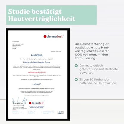 COSPHERA Collagen Booster Creme mit Dermatest-Siegel „Sehr gut“ zur bestätigten Hautverträglichkeit