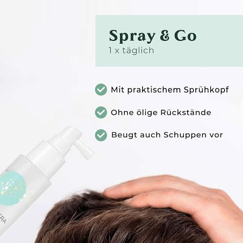COSPHERA Haar Tonikum mit praktischem Sprühkopf und Hinweis auf eine leichte Anwendung ohne ölige Rückstände