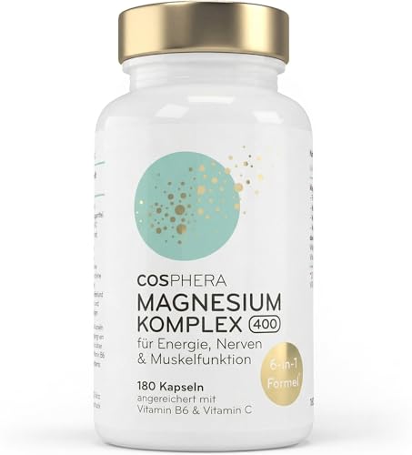 COSPHERA® Magnesium Komplex 400 mg – Produktdose mit 180 veganen Kapseln