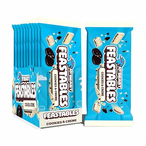 10 Feastables MrBeast Cookies & Creme Schokoladentafeln à 60 g im 10er-Pack