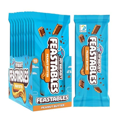 10 Feastables MrBeast Peanut Butter Schokoladentafeln à 60 g im 10er-Pack