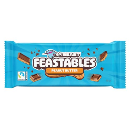 Feastables MrBeast Peanut Butter Schokolade 60 g Packung Vorderseite auf weißem Hintergrund
