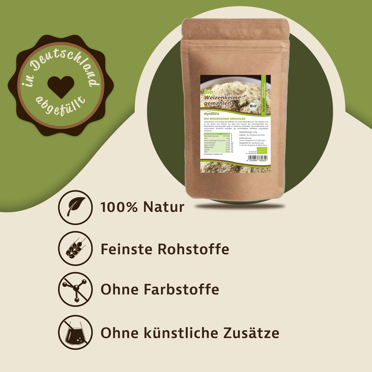 Mynatura Bio Weizenkeime stabilisiert gemahlen 1kg