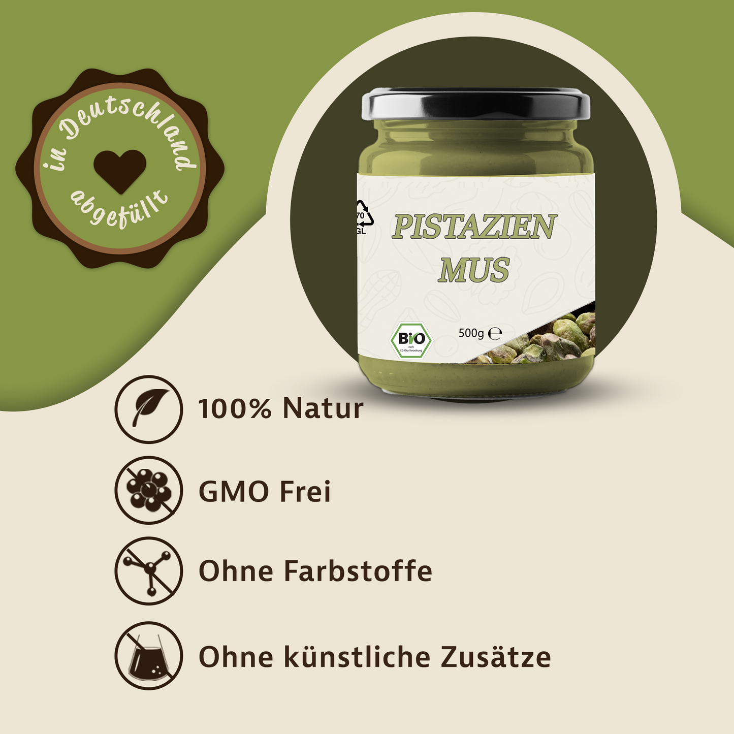 Mynatura Pistazienmus im 500g Glas