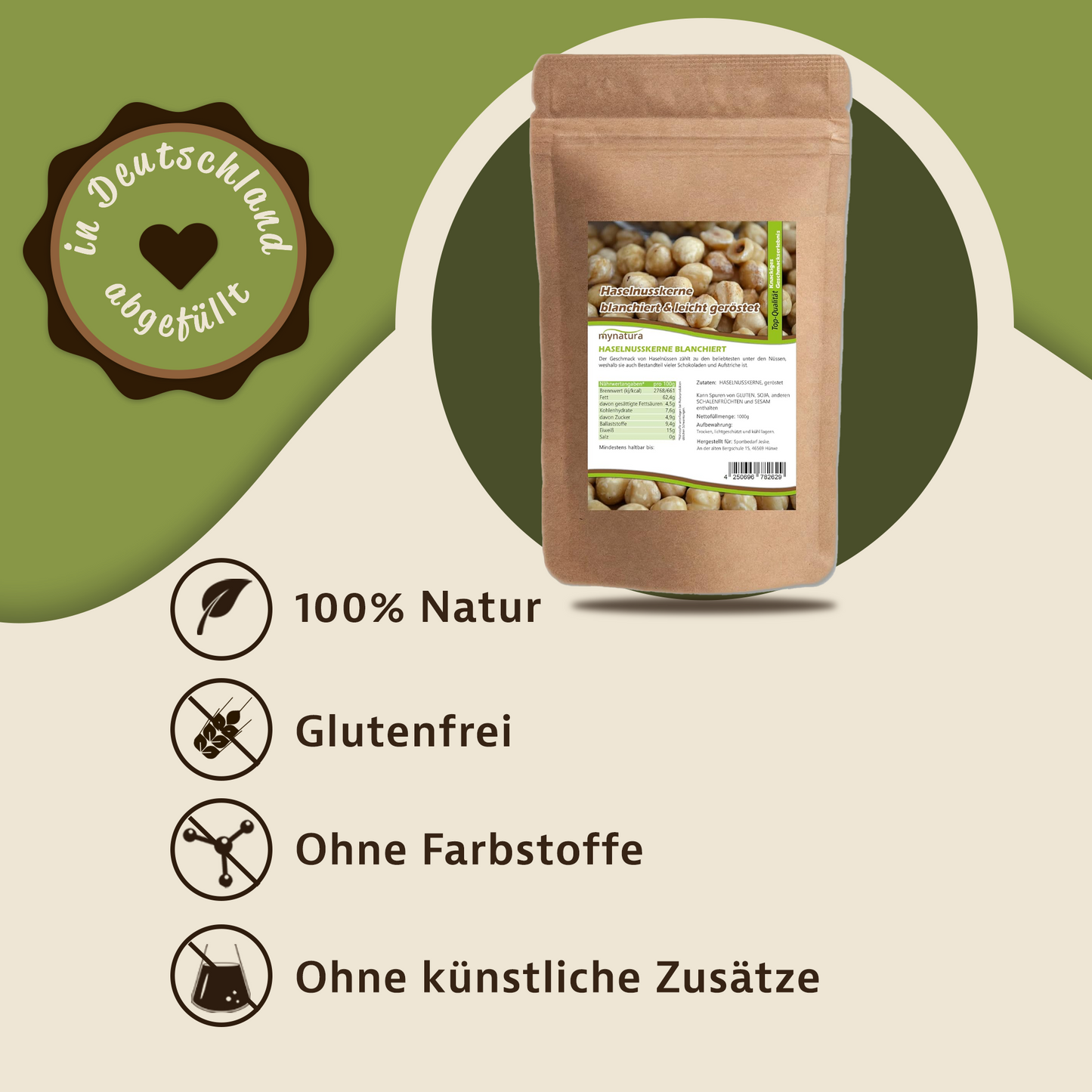 Mynatura Haselnusskerne blanchiert – im Beutel 1kg