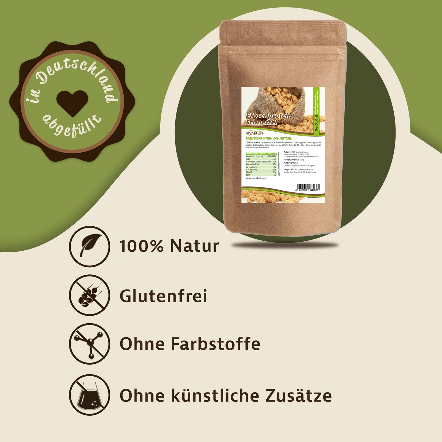 Mynatura Erbsenprotein Schnetzel - aus gelben Erbsen 600g
