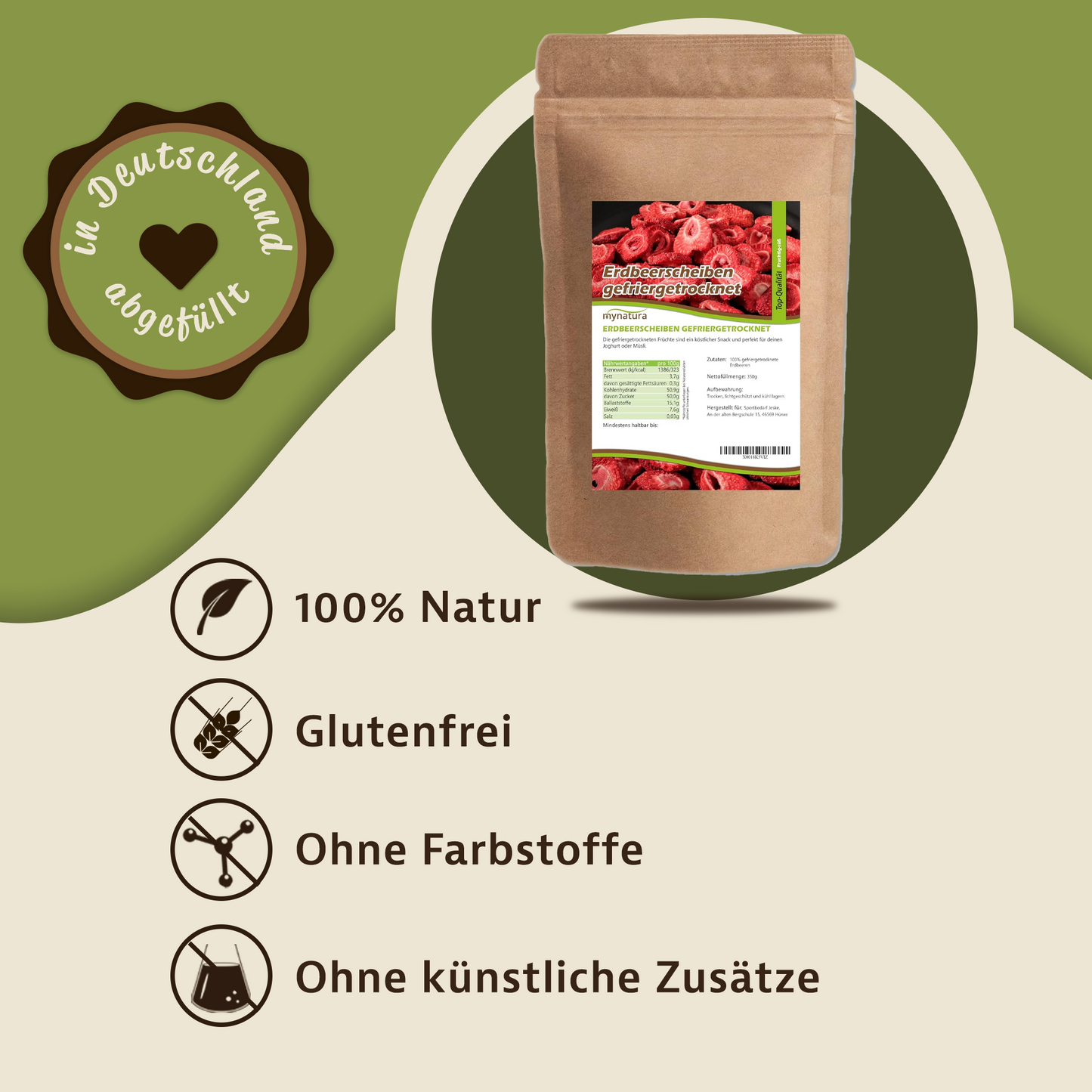 Mynatura Erdbeerscheiben gefriergetrocknet - 350g