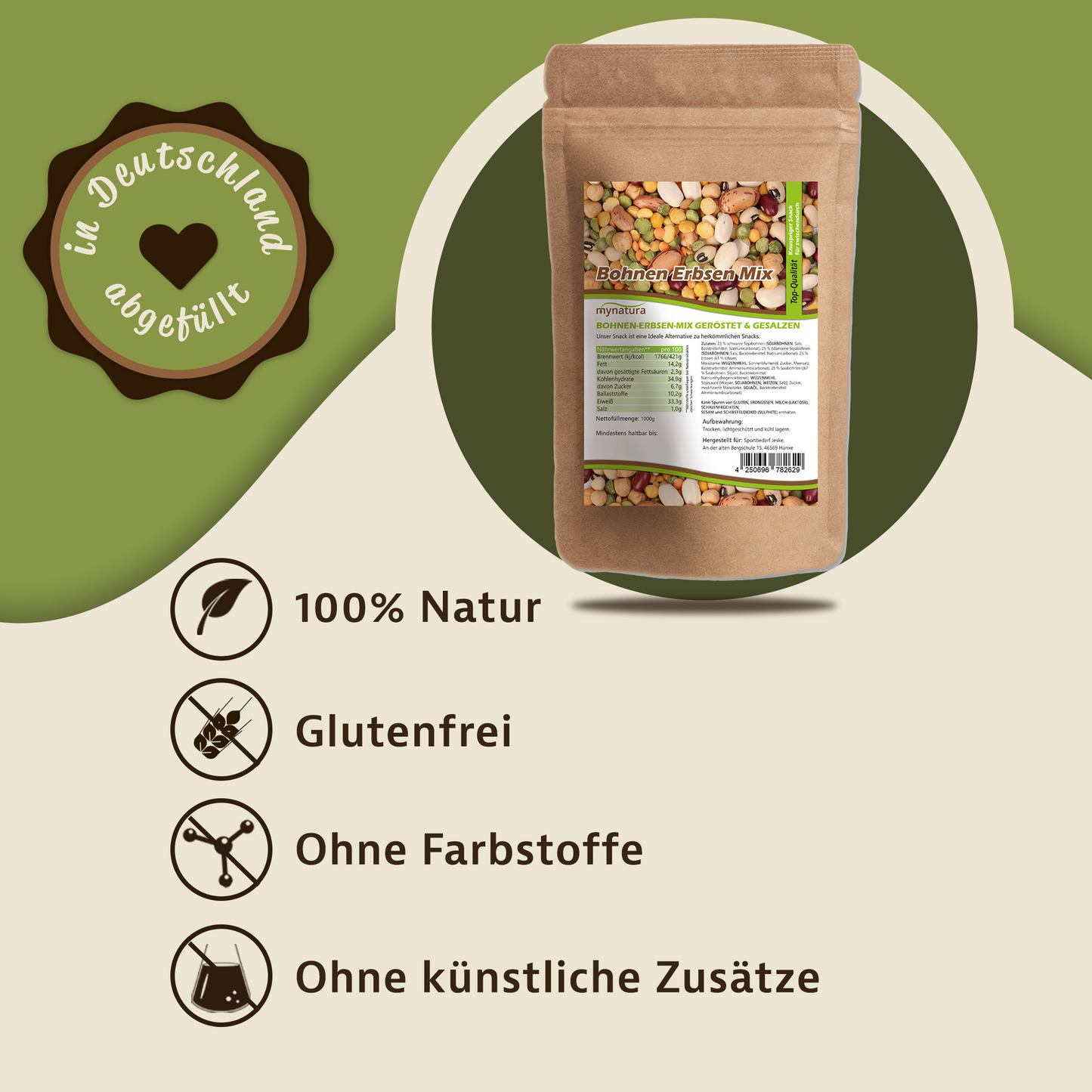 Mynatura Gerösteter Bohnen-Erbsen-Mix – 1000g