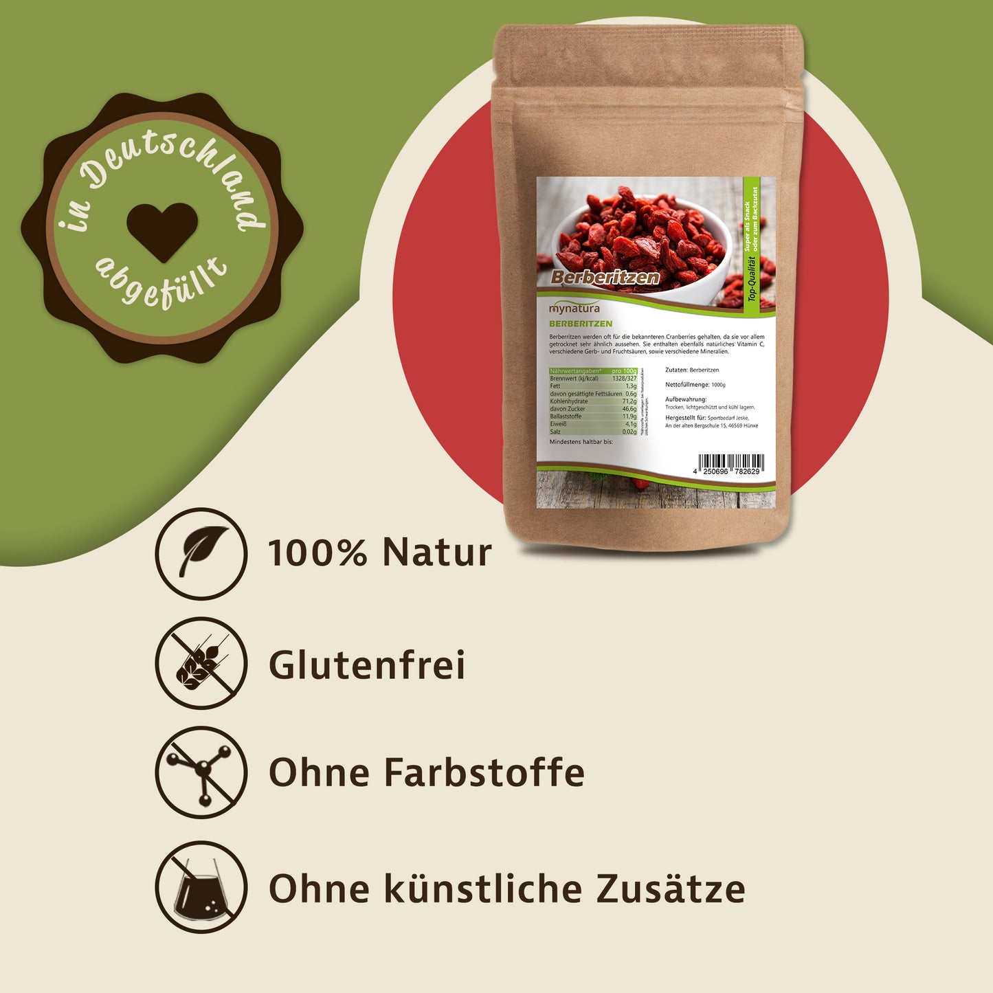 Mynatura getrocknete Berberitzen – 1Kg