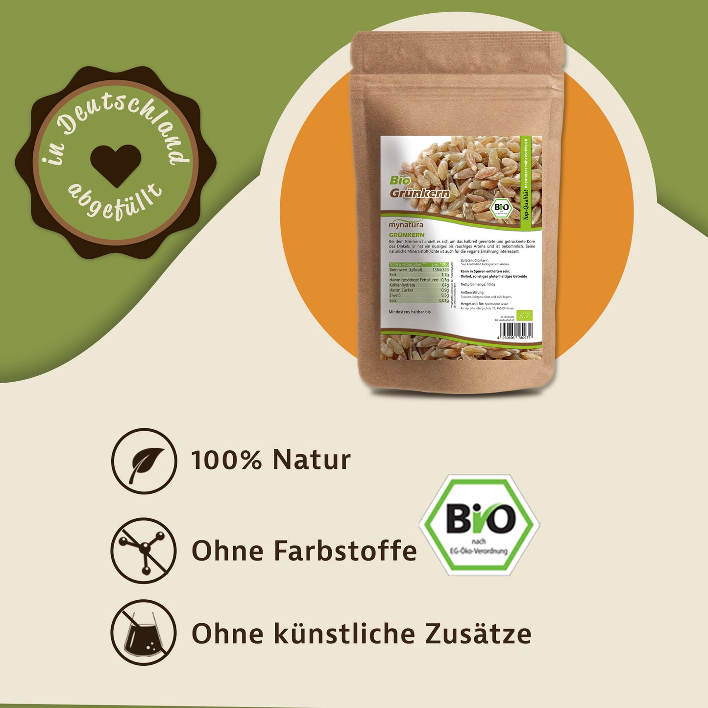 Mynatura Bio Grünkern ganz 1kg