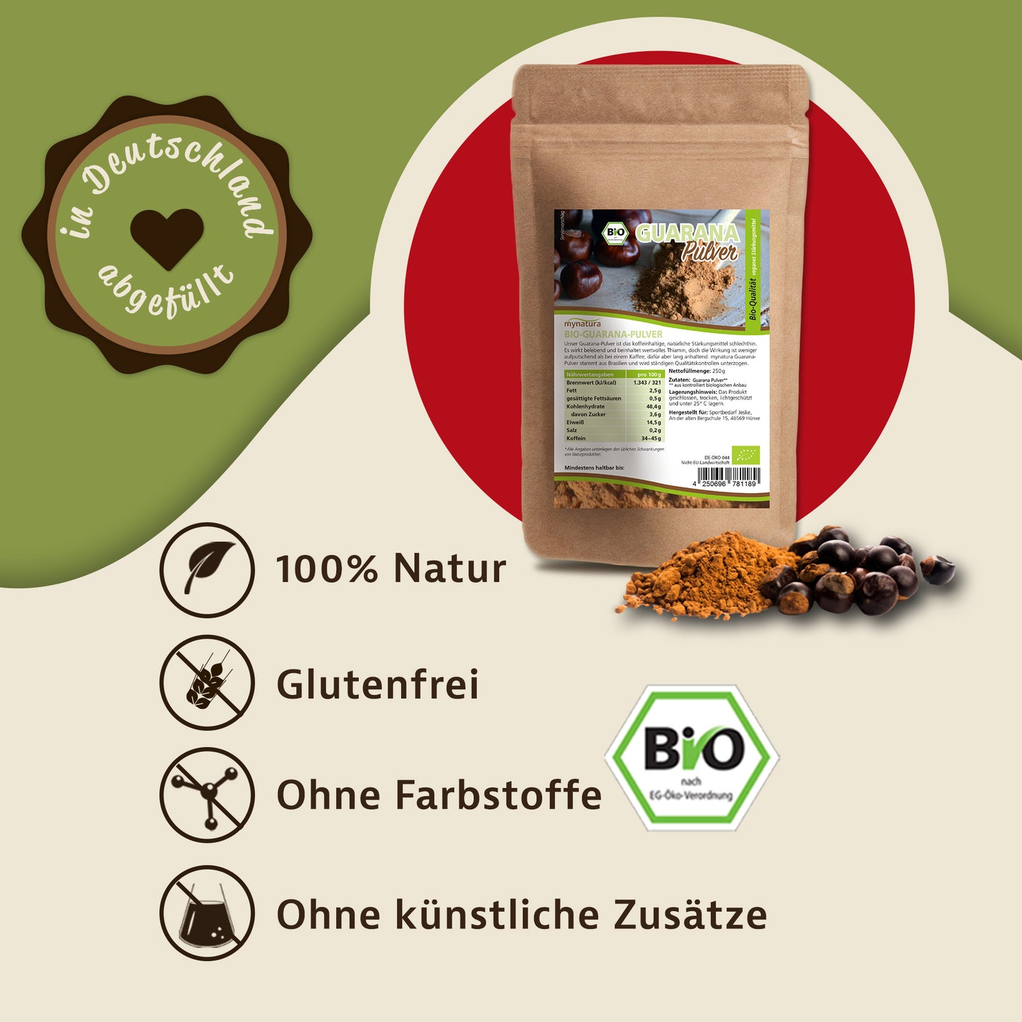 Mynatura Bio Guarana Pulver – 250g