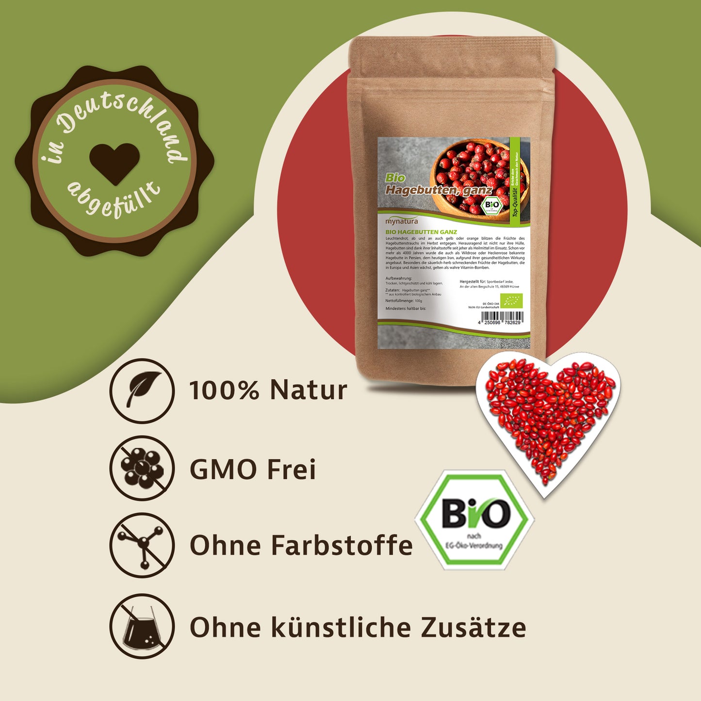 Mynatura Bio Hagebutten ganz getrocknet (1kg)