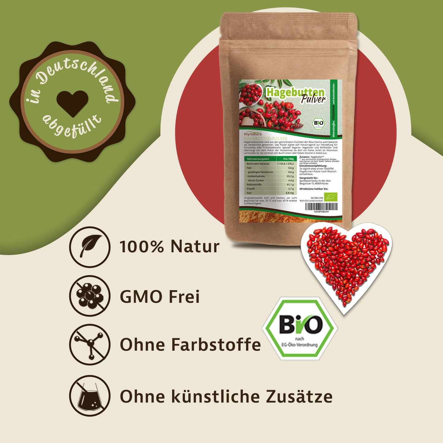 Mynatura Bio Hagebuttenpulver - 1000g