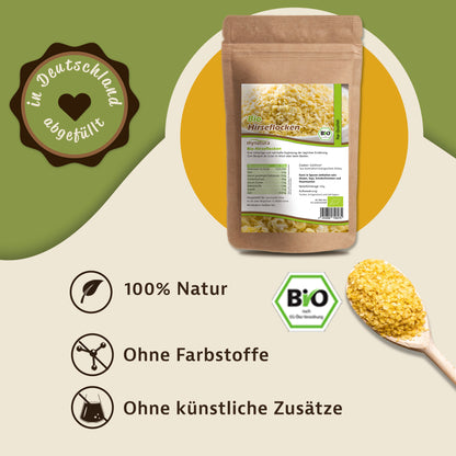 Mynatura Bio Hirseflocken - aus Goldhirse –  in verschiedenen Größen