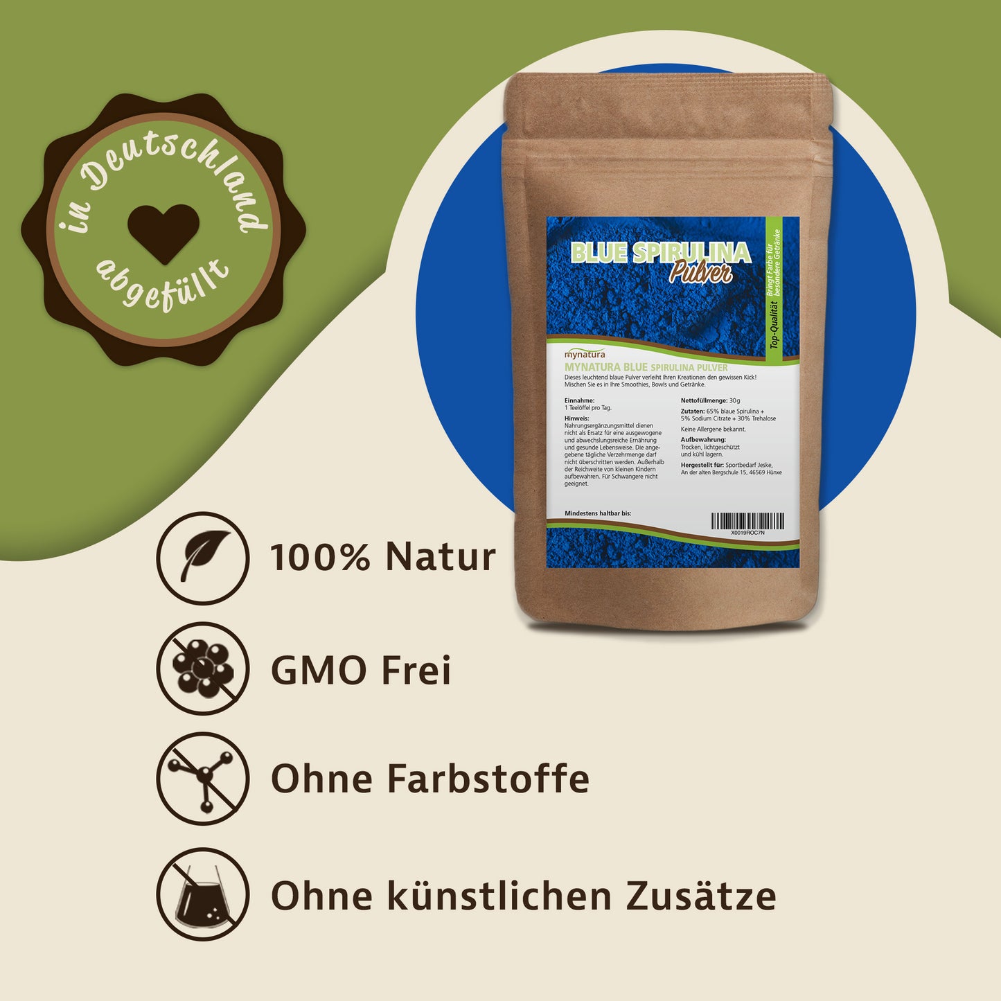 Mynatura Blaues Spirulina – (30g)