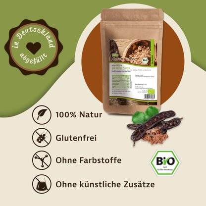 Bio Carob Pulver von Mynatura in 250g Dose, hochwertiges Superfood mit natürlichen Kakaogeschmack, ideal für gesunde Rezepte