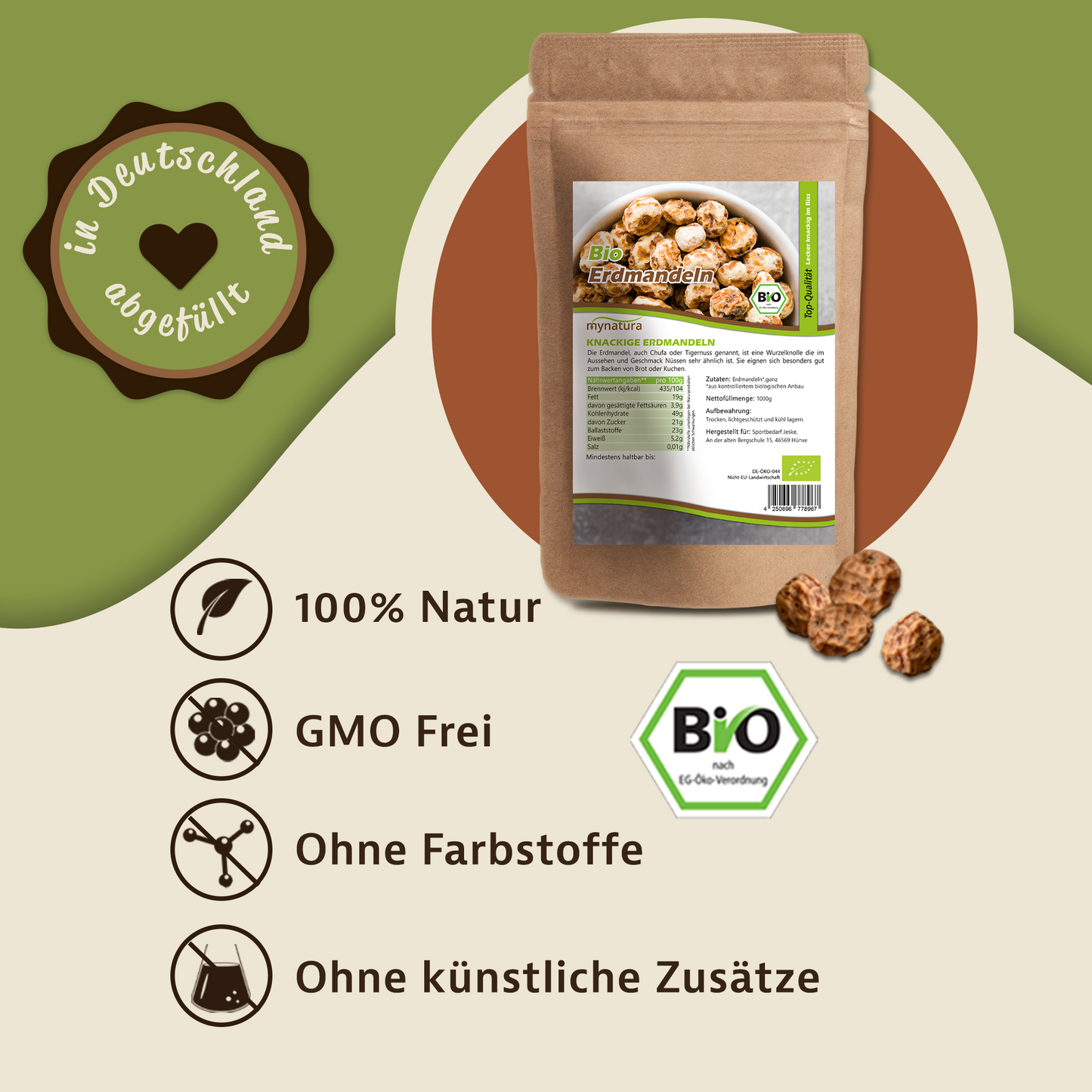 Mynatura Bio Erdmandeln - ganze Nuss 1kg