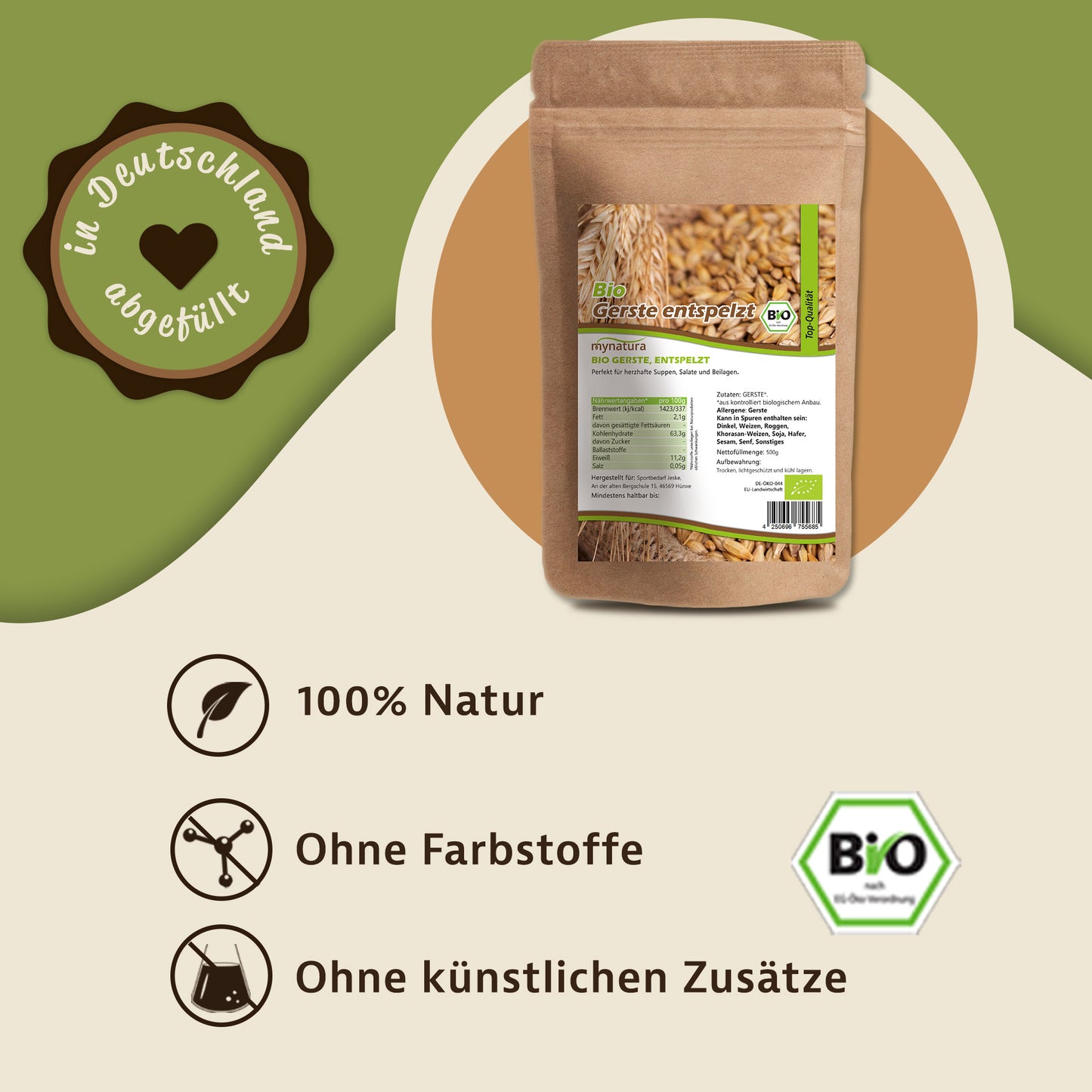 Mynatura Bio Gerste entspelzt -  in verschiedenen Größen