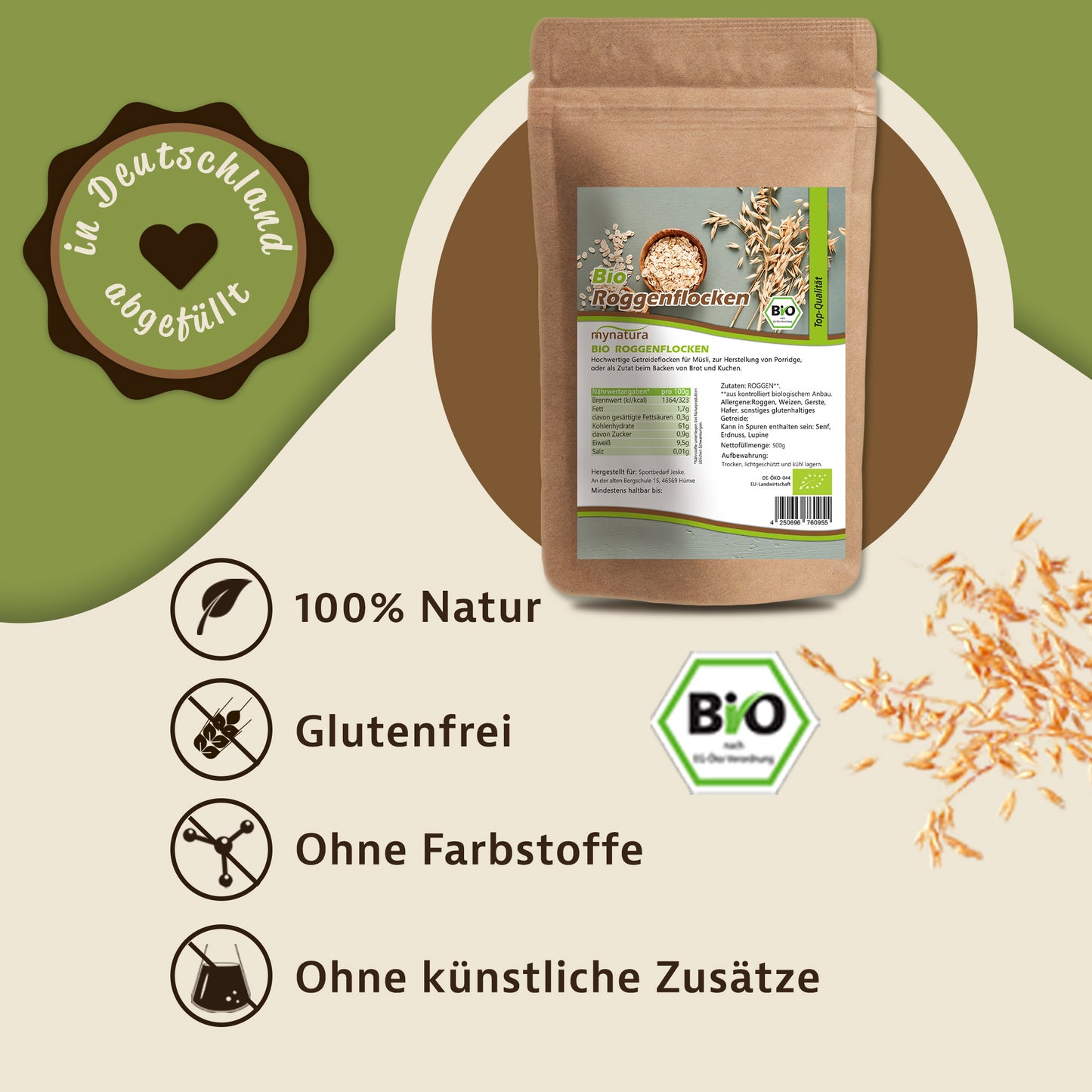 Mynatura Bio Roggenflocken – in verschiedenen Größen
