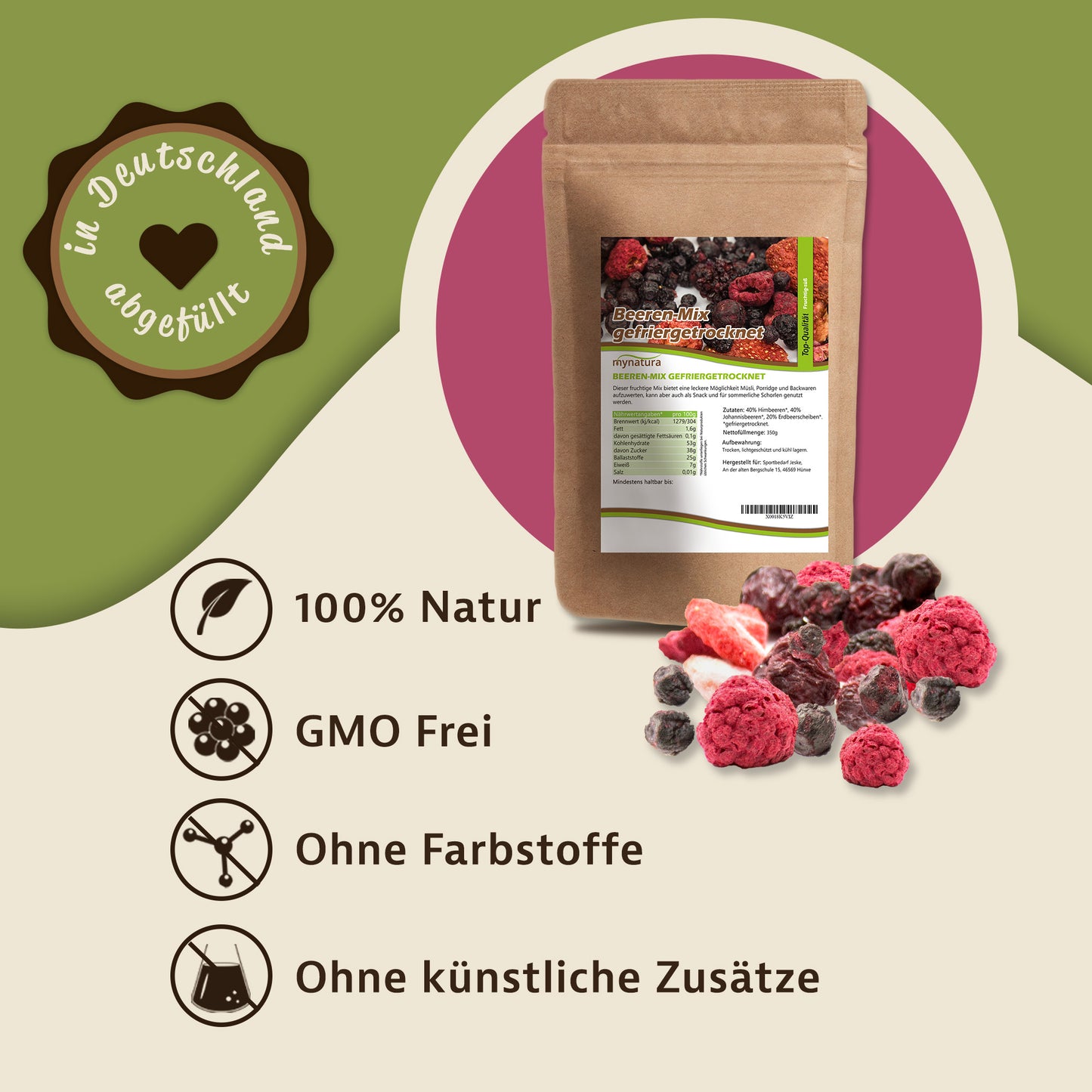 Mynatura gefriergetrockneter Beeren-Mix ab 350g