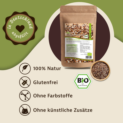 Bio Quinoa Tricolore – bunte Eiweißquelle von Mynatura – in verschiedenen Größen