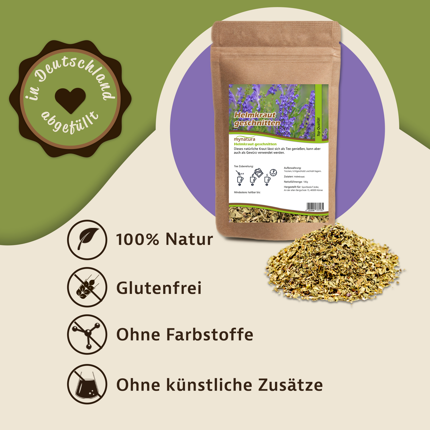 Mynatura Helmkraut getrocknet & geschnitten –  in verschiedenen Größen