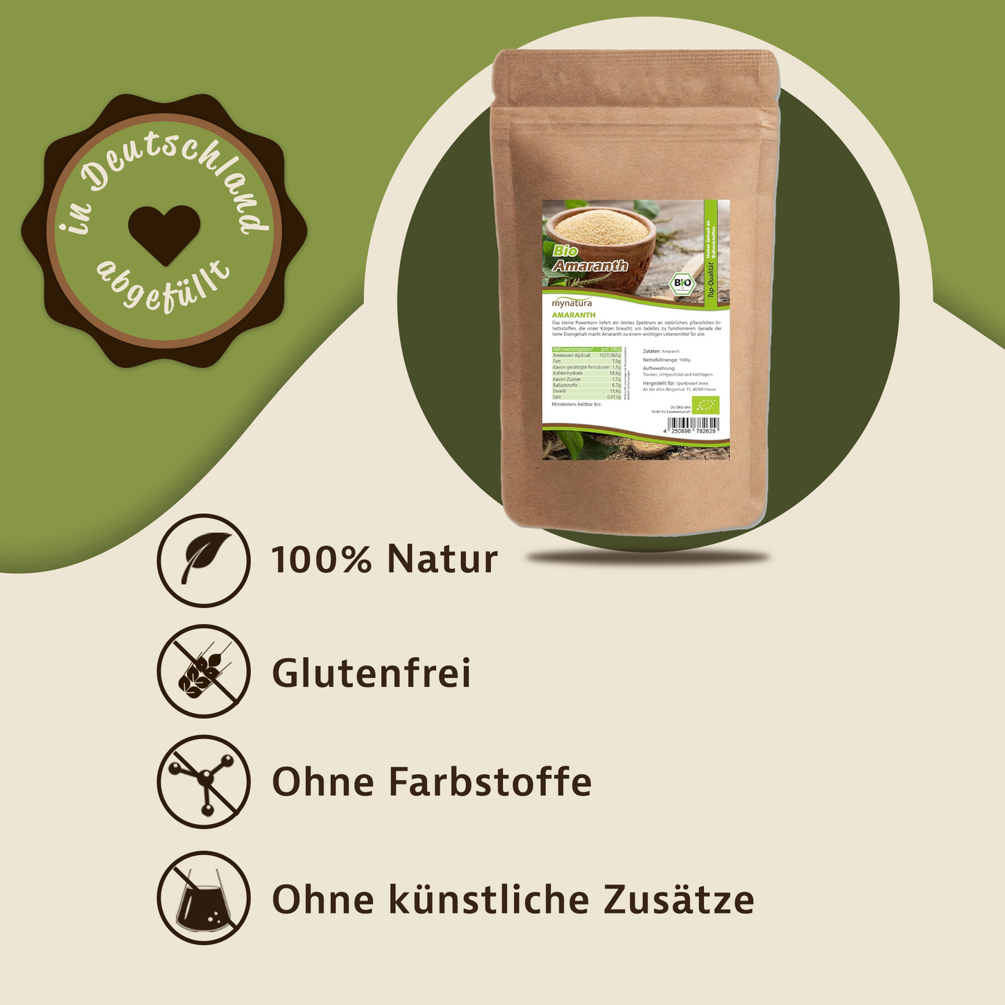 Mynatura Bio Amaranth – Vielseitiges Pseudogetreide - 1kg Beutel