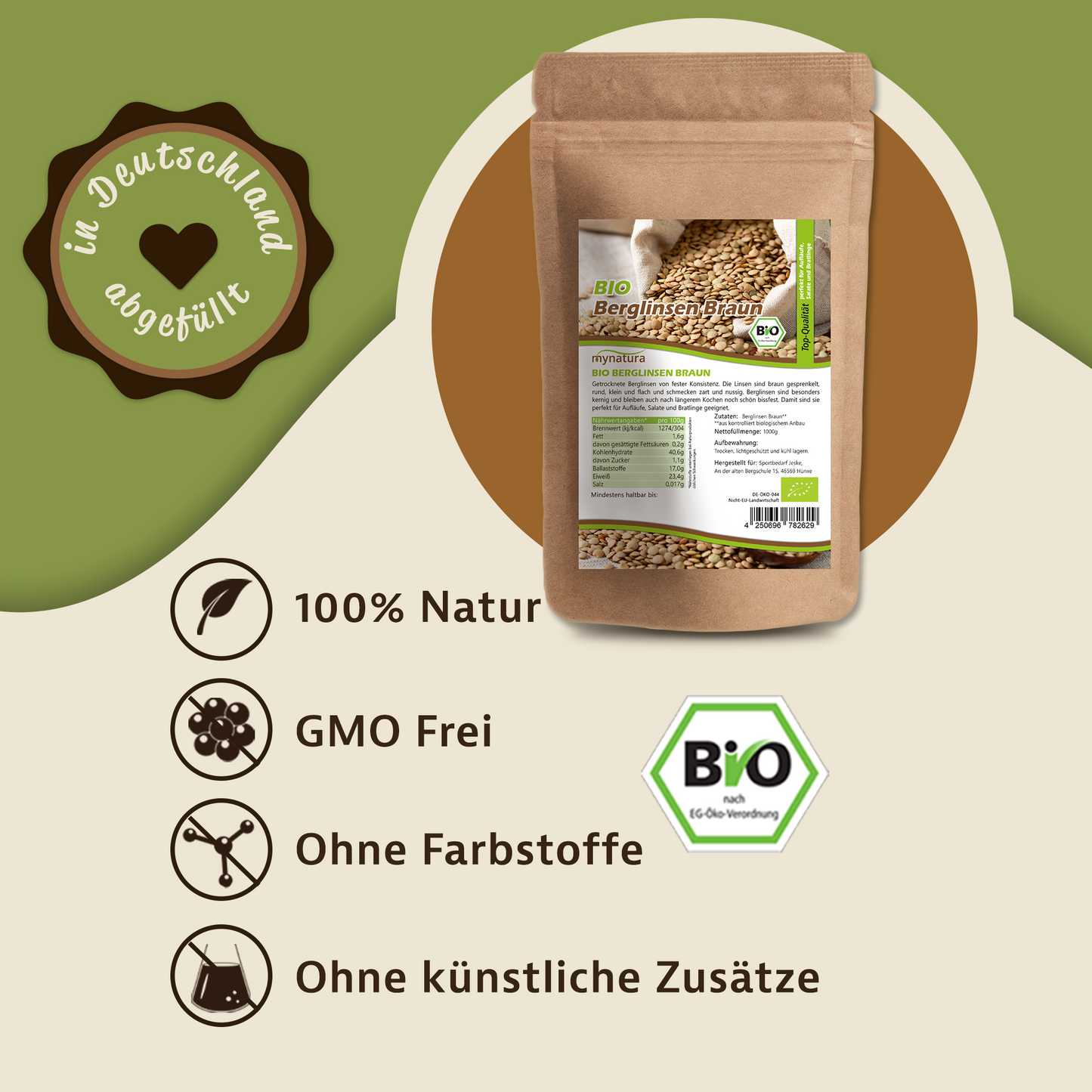 Mynatura Bio Berglinsen braun im Beutel (1kg)