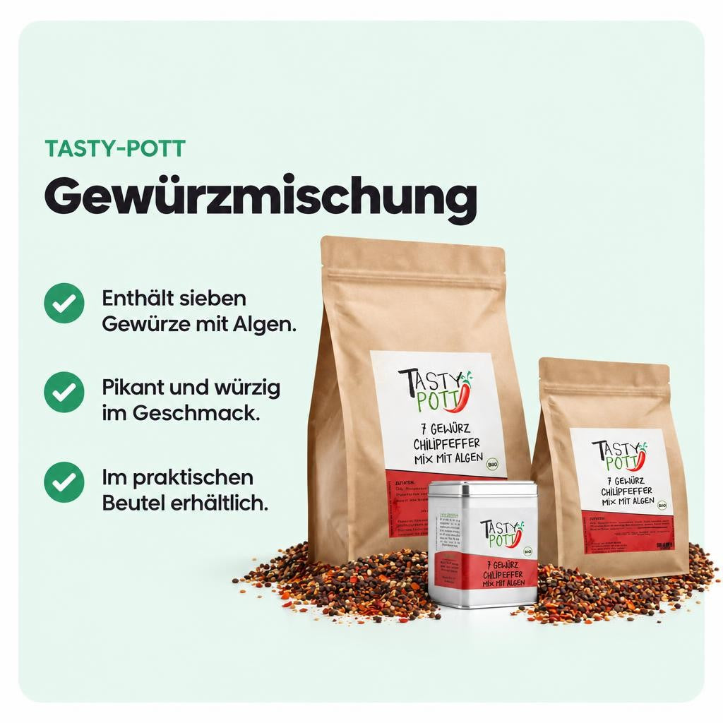 Würzige Mischung mit Chili und Algen für herzhafte Gerichte.