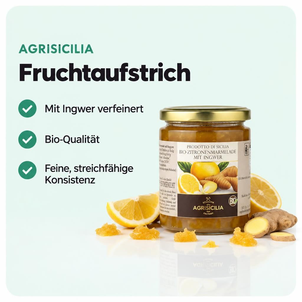 Agrisicilia bio Zitronen-Marmelade mit Ingwer,  360g – Bild 2