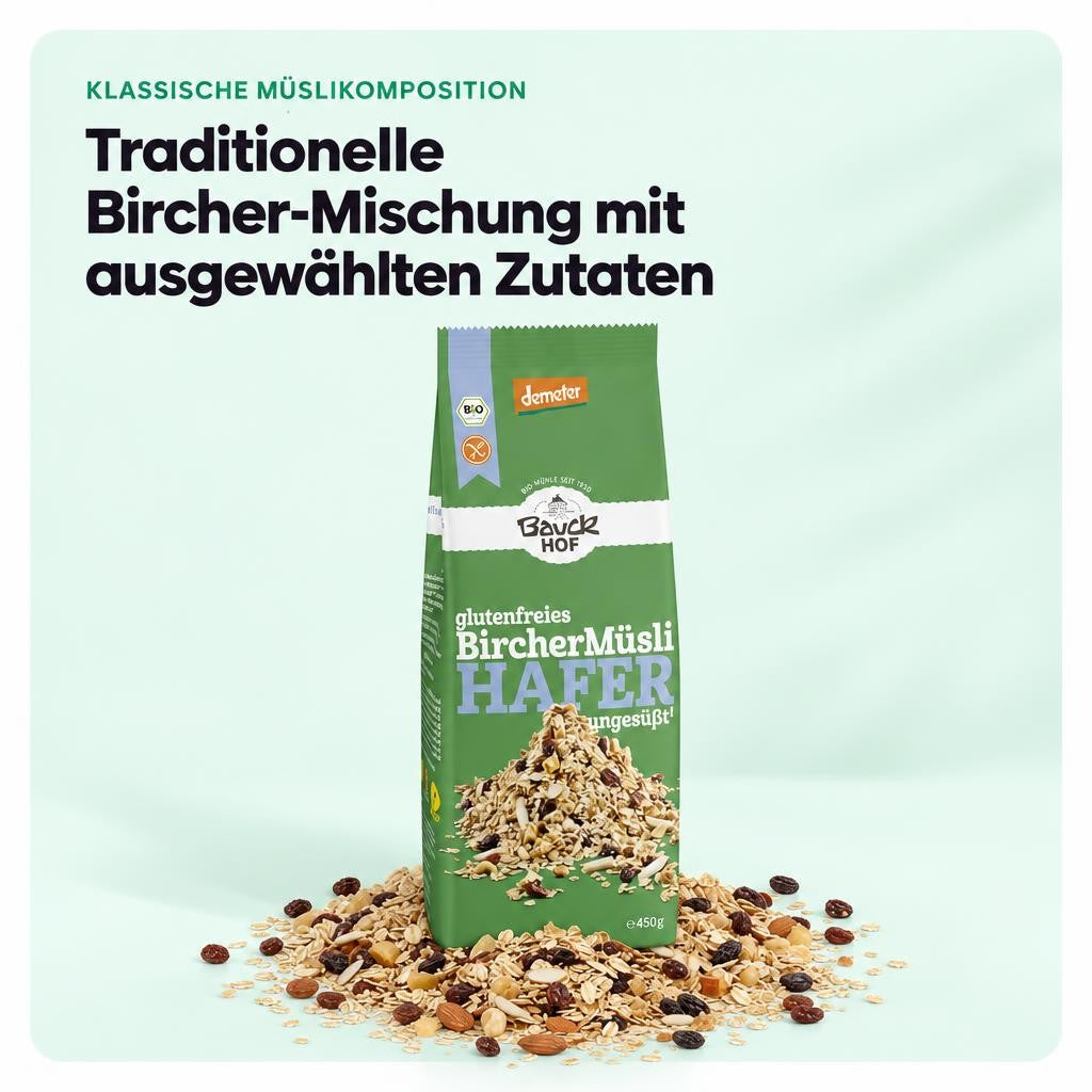 Bauckhof Bio Hafer Bircher Müsli - glutenfrei,  Demeter -  425g – Bild 4