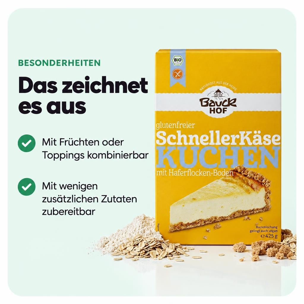 Bauckhof Der schnelle Käsekuchen - bio Backmischung - glutenfrei 485g – Bild 5