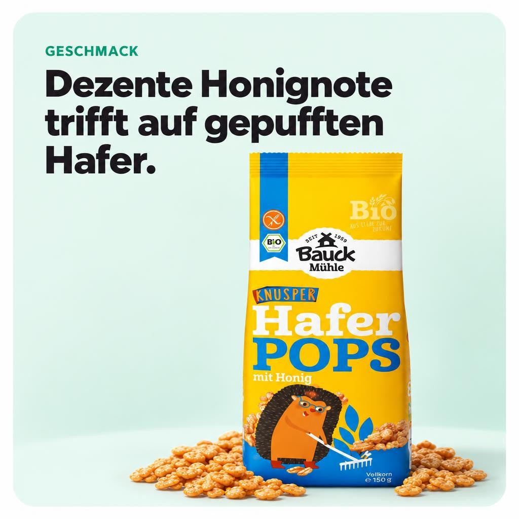 Dezente Honignote trifft auf gepufften Hafer.