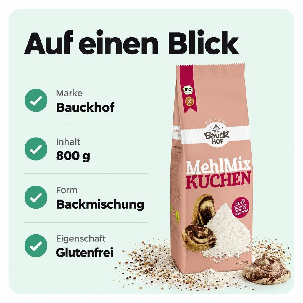 Bauckhof Bio Mehl Mix Kuchen glutenfrei - 800g – Bild 3