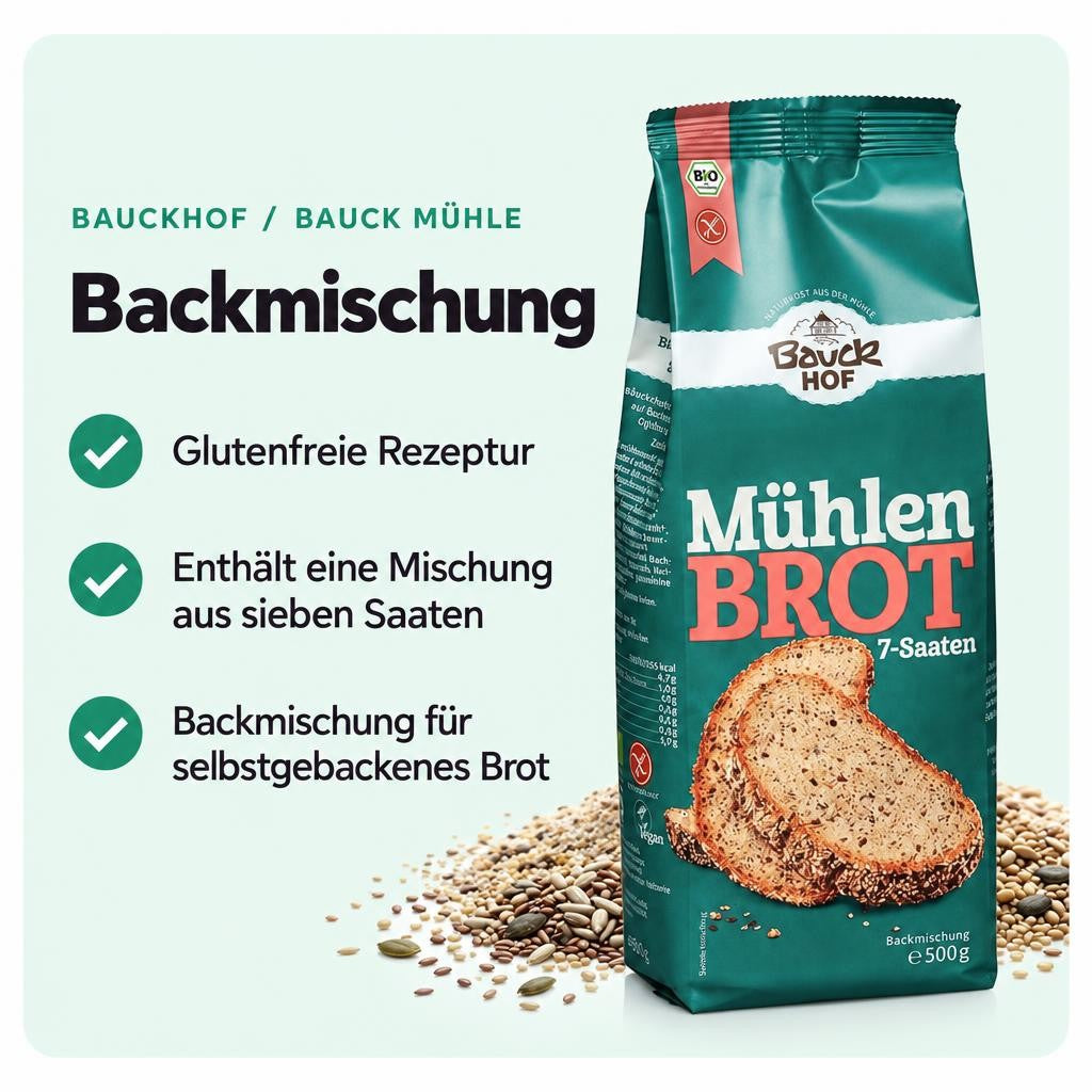 Bauckhof Bio Mühlenbrot 7-Saaten Mix - glutenfrei (6x500g) – Bild 2