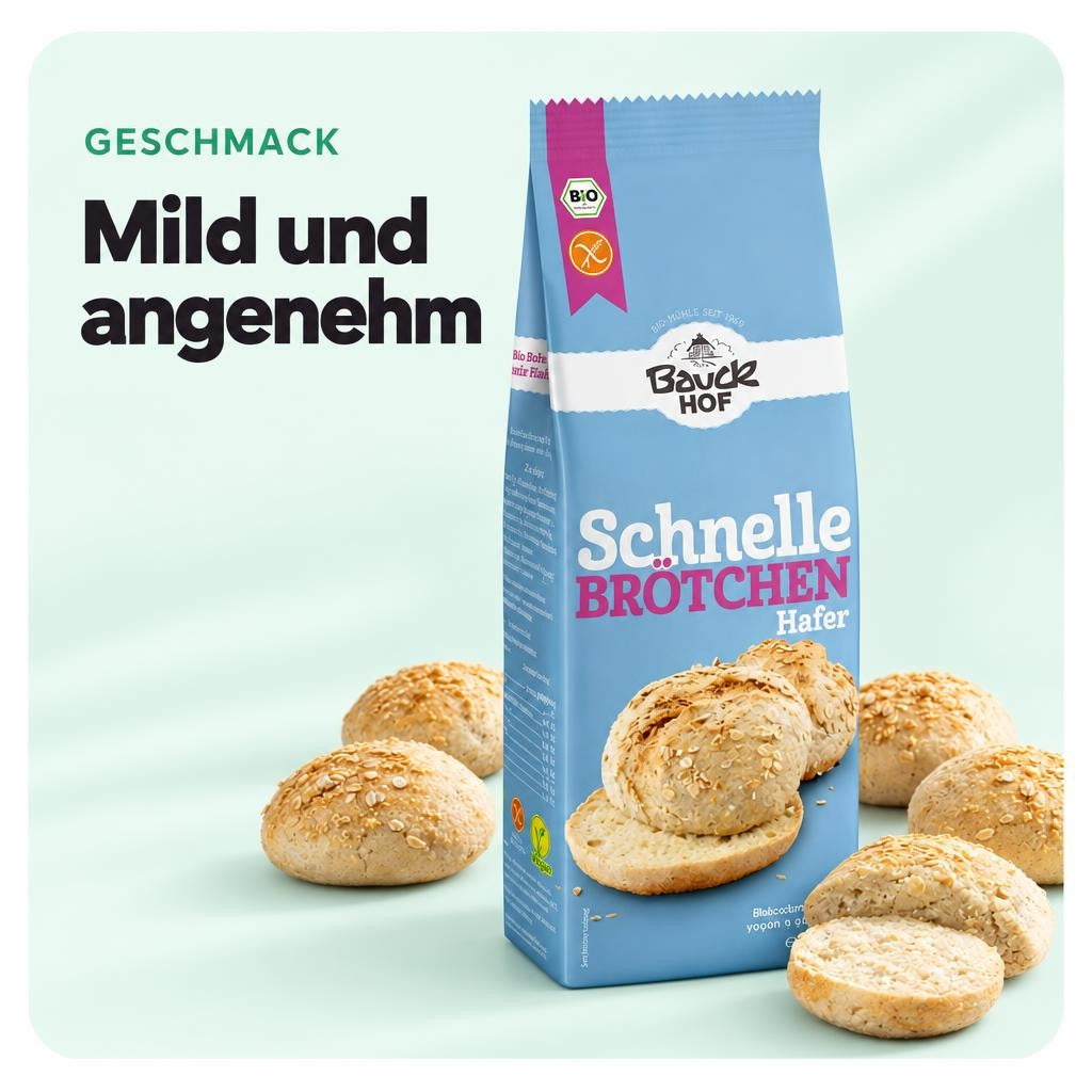Bauckhof Schnelle Brötchen Hafer - Bio Backmischung - glutenfrei (6x 500g) – Bild 4