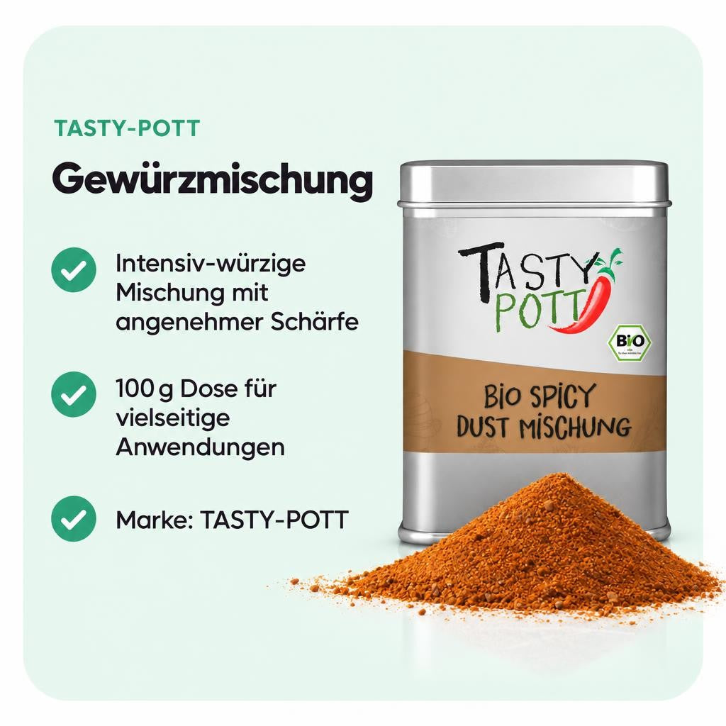 Tasty Pott Bio BBQ Spicy Dust Gewürzmischung - 100g Dose – Bild 2