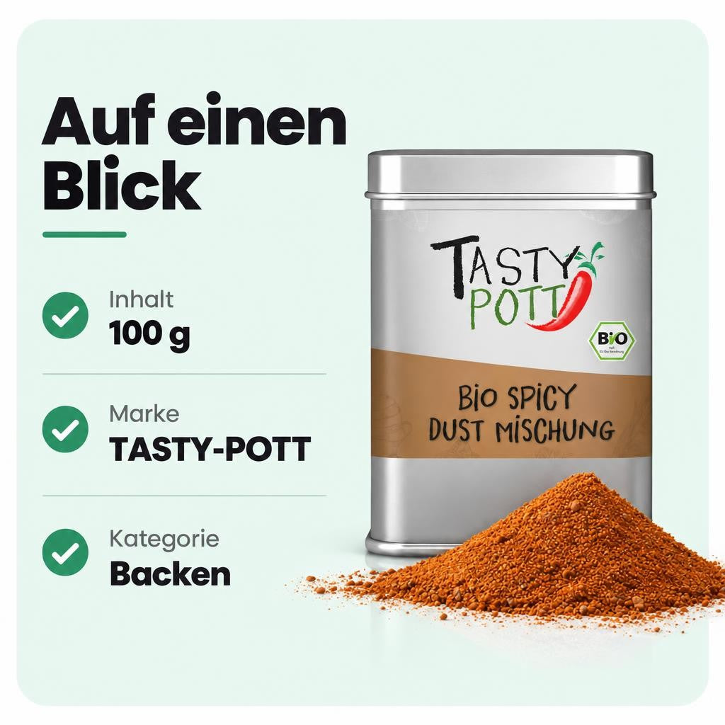 Tasty Pott Bio BBQ Spicy Dust Gewürzmischung - 100g Dose – Bild 3