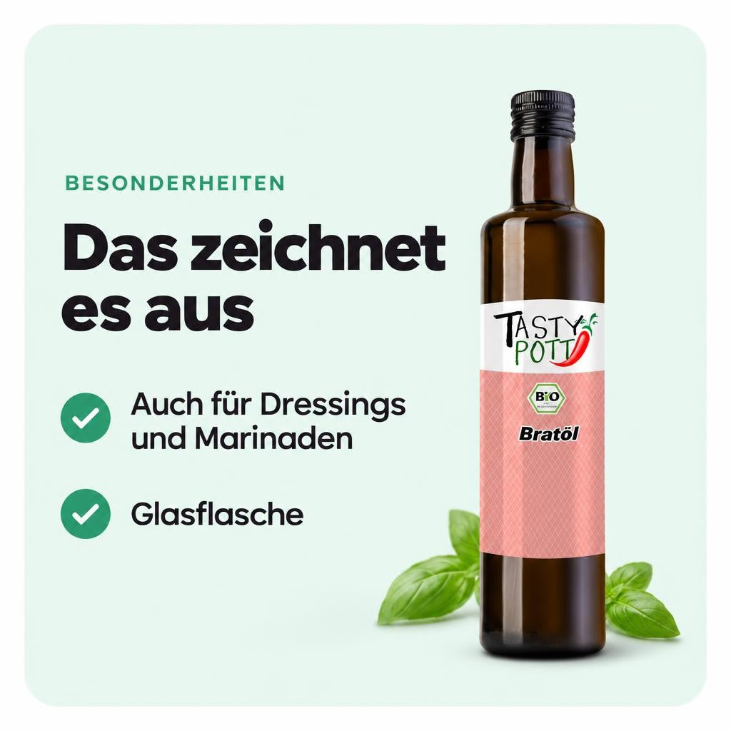 Tasty Pott Bio Bratöl kaltgepresst - in Glasflasche – Bild 5