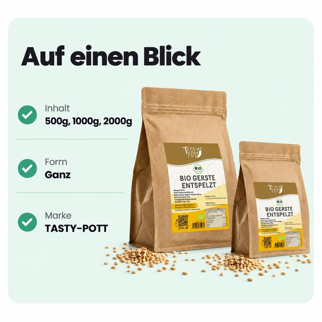 Bio Gerste entspelzt im Beutel – mild-nussiger Geschmack für viele Rezepte.